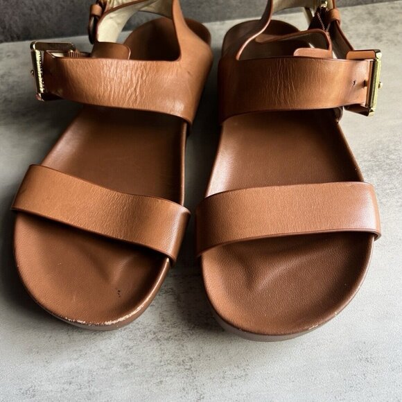 Michael Kors Shoes - Michael Kors Tan Brown Strappy Leather Sandals Size 7.5 M